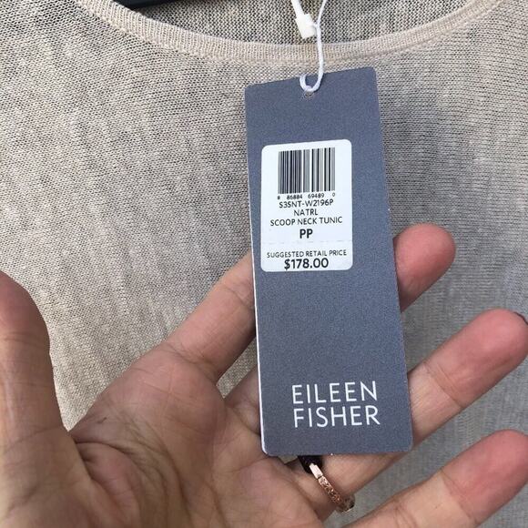 Eileen Fisher Scoop Neck Fine Linen Knit Petite NWT - Picture 3 of 9